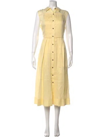 Pre-owned Lafayette 148 Linen Midi Length Dress W/ Tags In Neutral