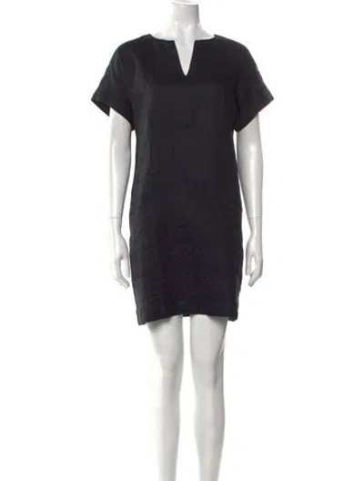Pre-owned Lafayette 148 Linen Mini Dress In Black
