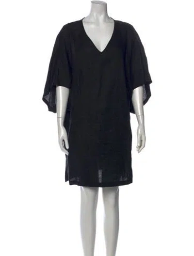 Pre-owned Lafayette 148 Linen Mini Dress In Black