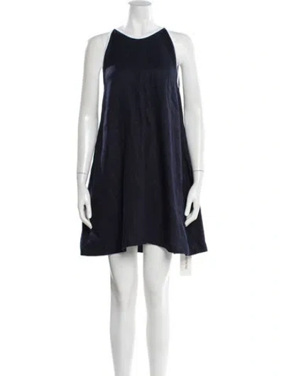 Pre-owned Lafayette 148 Linen Mini Dress In Blue