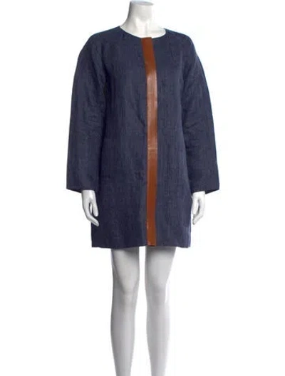 Pre-owned Lafayette 148 Linen Mini Dress In Blue