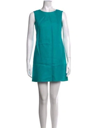 Pre-owned Lafayette 148 Linen Mini Dress W/ Tags In Green
