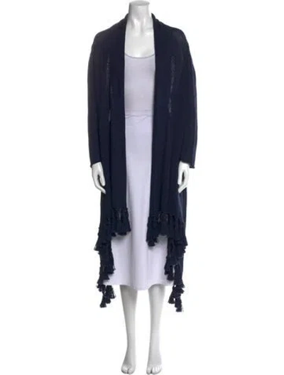 Pre-owned Lafayette 148 Linen Open Front Sweater In Blue