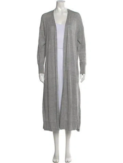 Pre-owned Lafayette 148 Linen Open Front Sweater In Gray