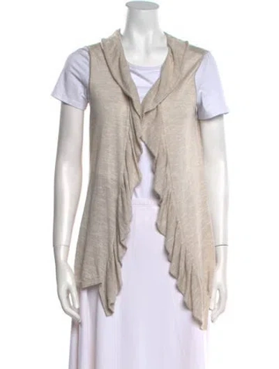 Pre-owned Lafayette 148 Linen Open Front Sweater In Neutral