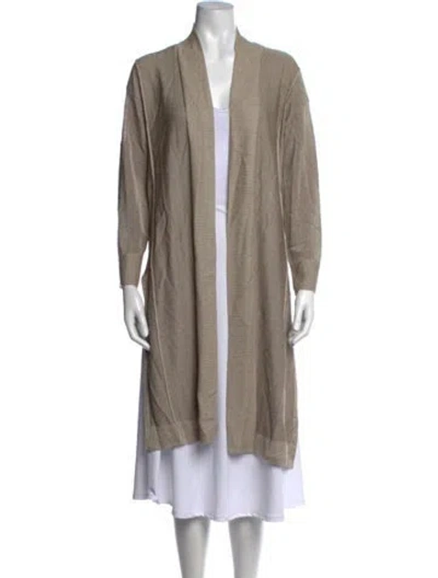 Pre-owned Lafayette 148 Linen Open Front Sweater In Neutrals
