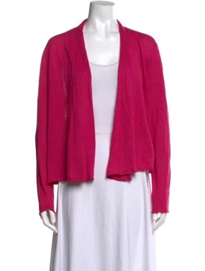 Pre-owned Lafayette 148 Linen Open Front Sweater In Pink
