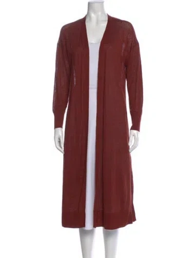 Pre-owned Lafayette 148 Linen Open Front Sweater In Red