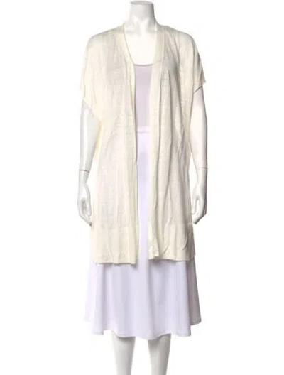 Pre-owned Lafayette 148 Linen Open Front Sweater W/ Tags In Neutrals