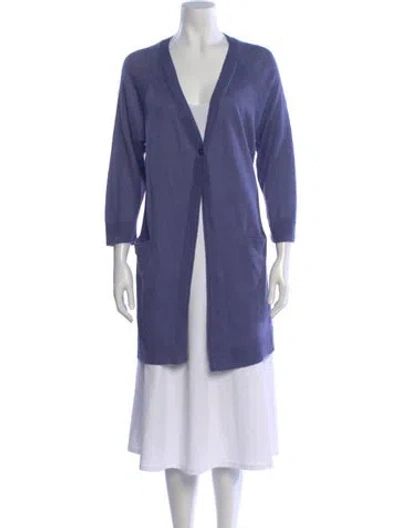 Pre-owned Lafayette 148 Linen Open Front Sweater W/ Tags In Purple