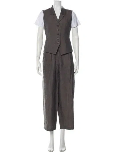 Pre-owned Lafayette 148 Linen Pant Set In Gray