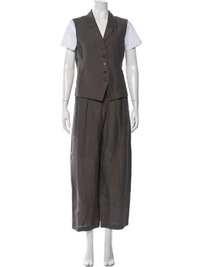 Pre-owned Lafayette 148 Linen Pant Set In Gray