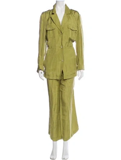 Pre-owned Lafayette 148 Linen Pant Set In Green