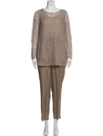 Pre-owned Lafayette 148 Linen Pant Set W/ Tags In Brown
