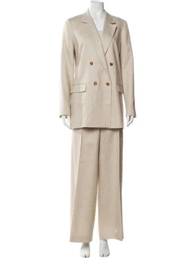 Pre-owned Lafayette 148 Linen Pant Set W/ Tags In Neutral