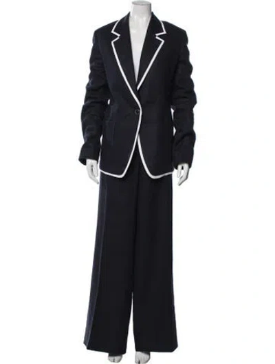 Pre-owned Lafayette 148 Linen Pantsuit In Blue