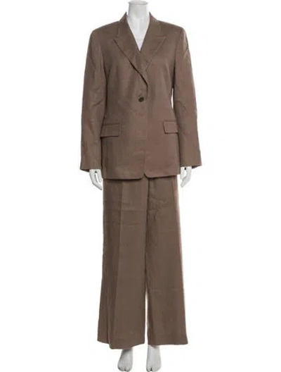 Pre-owned Lafayette 148 Linen Pantsuit In Brown