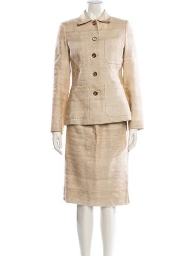 Pre-owned Lafayette 148 Linen Pantsuit In Neutral