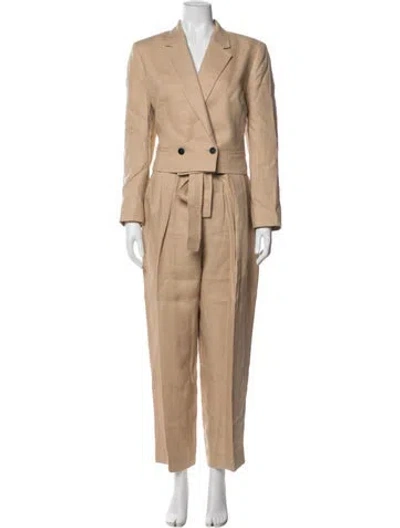 Pre-owned Lafayette 148 Linen Pantsuit In Neutral