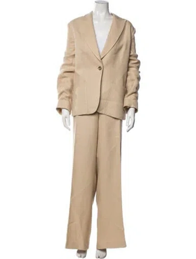 Pre-owned Lafayette 148 Linen Pantsuit In Neutral