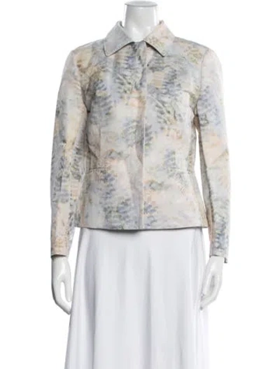 Pre-owned Lafayette 148 Linen Patterned Blazer In Multi