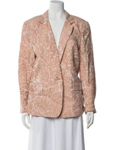 Pre-owned Lafayette 148 Linen Patterned Blazer In Pink