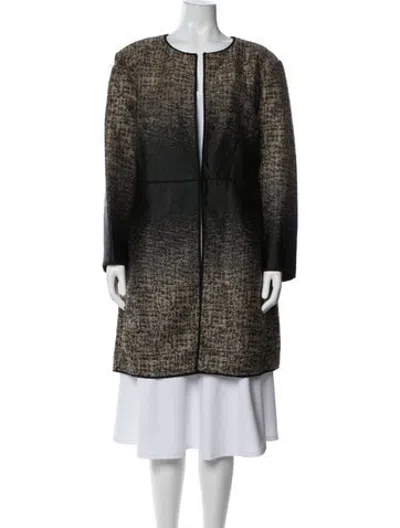 Pre-owned Lafayette 148 Linen Patterned Coat In Black/gold