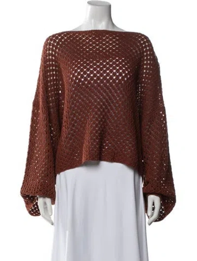 Pre-owned Lafayette 148 Linen Patterned Sweater W/ Tags In Brown/orange