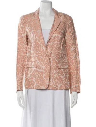 Pre-owned Lafayette 148 Linen Printed Blazer In Multi