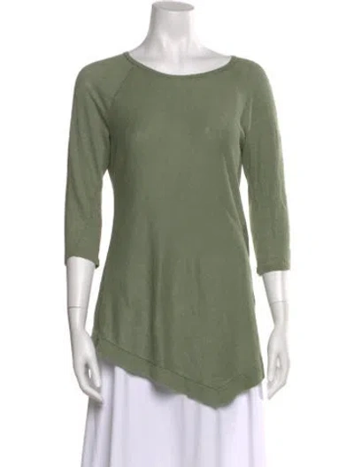 Pre-owned Lafayette 148 Linen Scoop Neck Sweater In Green