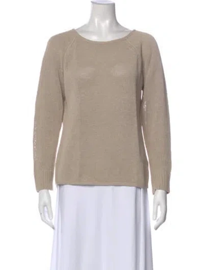 Pre-owned Lafayette 148 Linen Scoop Neck Sweater In Neutral