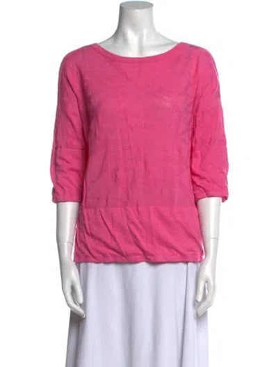 Pre-owned Lafayette 148 Linen Scoop Neck Sweater In Pink