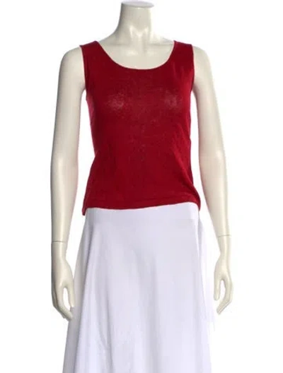 Pre-owned Lafayette 148 Linen Scoop Neck Sweater In Red
