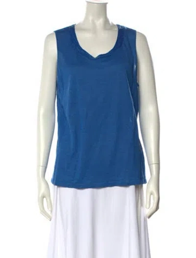 Pre-owned Lafayette 148 Linen Scoop Neck Sweater W/ Tags In Blue