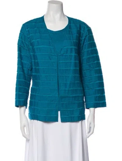 Pre-owned Lafayette 148 Linen Sequin Embellishments Dress Set In Blue