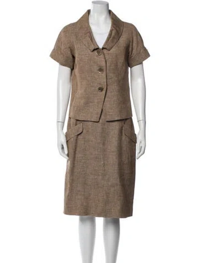 Pre-owned Lafayette 148 Linen Skirt Set In Brown