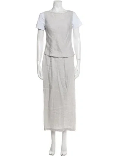Pre-owned Lafayette 148 Linen Skirt Set In Neutral