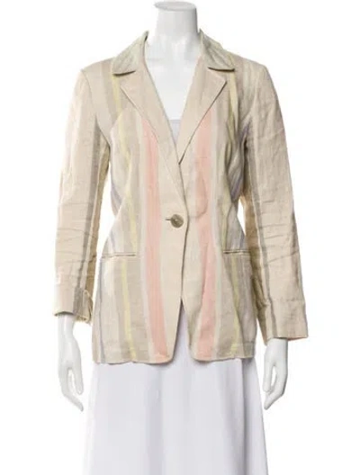 Pre-owned Lafayette 148 Linen Striped Blazer