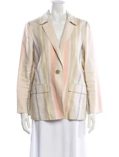Pre-owned Lafayette 148 Linen Striped Blazer In Neutral