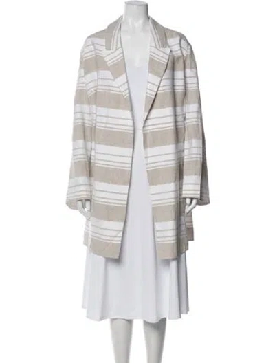 Pre-owned Lafayette 148 Linen Striped Blazer In Neutral