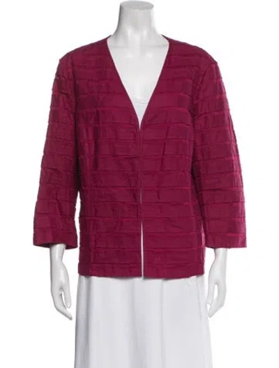 Pre-owned Lafayette 148 Linen Striped Blazer In Pink