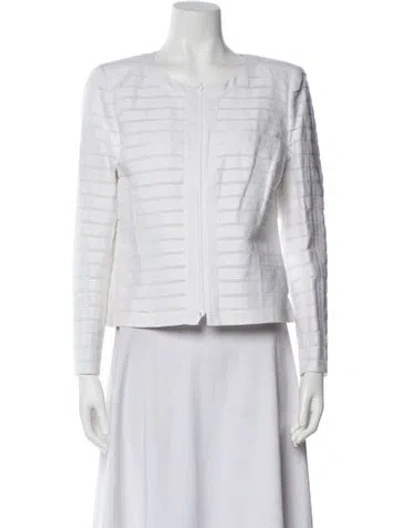 Pre-owned Lafayette 148 Linen Striped Evening Jacket In Neutral