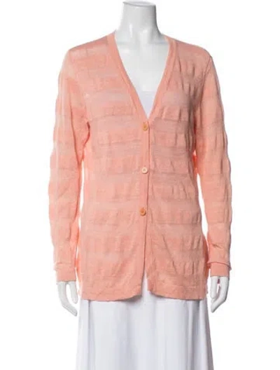 Pre-owned Lafayette 148 Linen Striped Jacket In Orange
