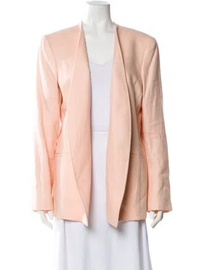 Pre-owned Lafayette 148 Linen Striped Jacket In Pink