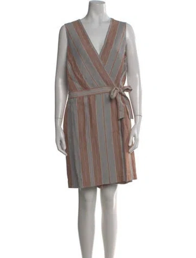 Pre-owned Lafayette 148 Linen Striped Romper In Neutral