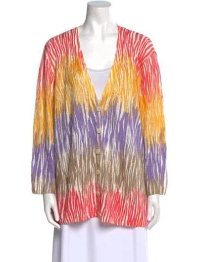 Pre-owned Lafayette 148 Linen Striped Sweater In Multi