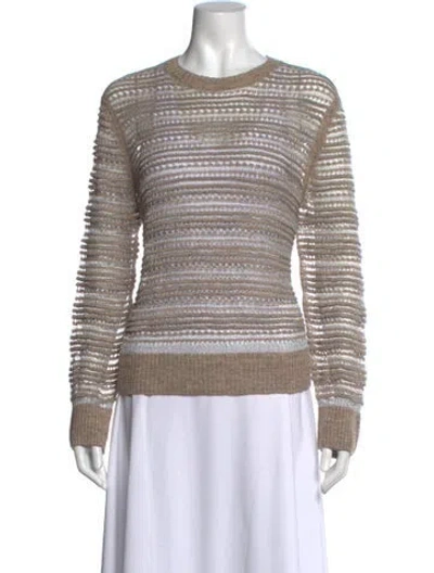 Pre-owned Lafayette 148 Linen Striped Sweater In Neutral