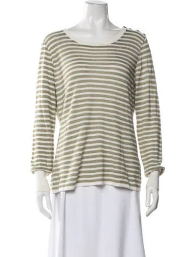 Pre-owned Lafayette 148 Linen Striped Sweater In Neutrals