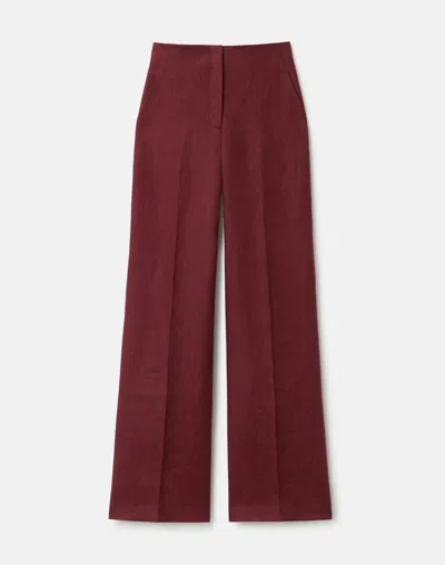 Lafayette 148 Linen Thames Wide Leg Pant In Burgundy