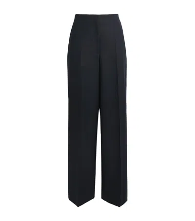 Lafayette 148 Linen Thames Wide-leg Trousers In Blue